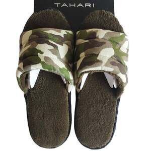 Tahari Memory Foam Slide Green Camouflage Slip On Comfort Slippers Size 7 NWT